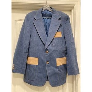 Vintage  Denim Faux Suede Stanley Blacker  Blazer Jacket Sport Coat  See Meas